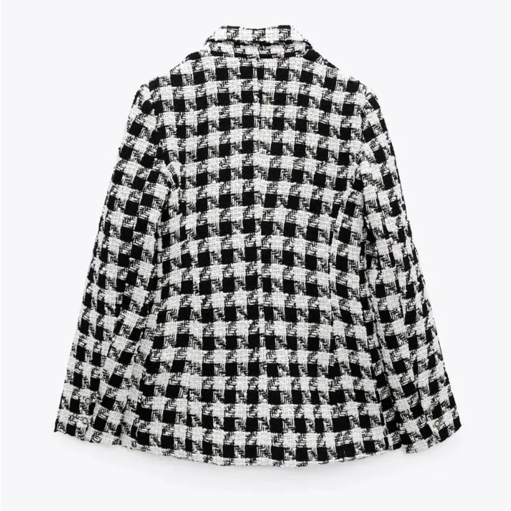 Zara Houndstooth Double Breasted Blazer with Detailed Buttons Size Small - Picture 5 of 10